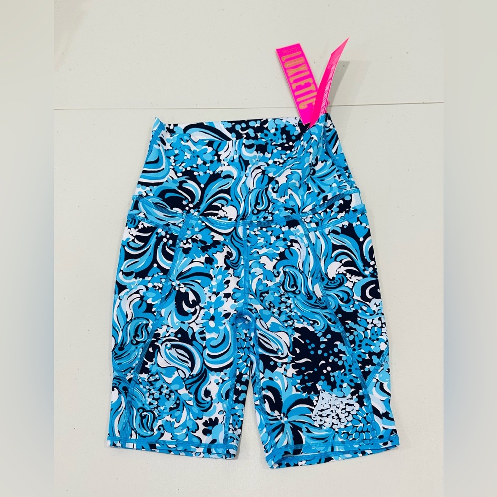 Lilly Pulitzer South Beach High Rise Bike Short Resort White Mermazing Size XS